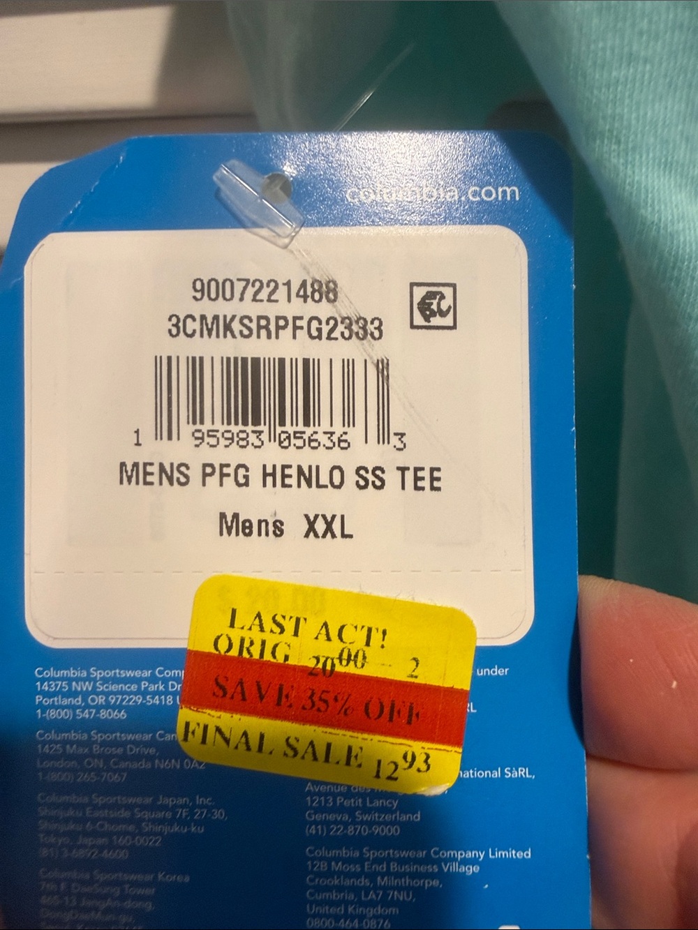 Columbia Light Aqua Short Sleeve Boating Logo Tee - Picture 4 of 5